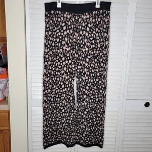 LOGO Naomi Leopard Animal Print Knit Pull-On Wide Leg Pants XL NWT A463633